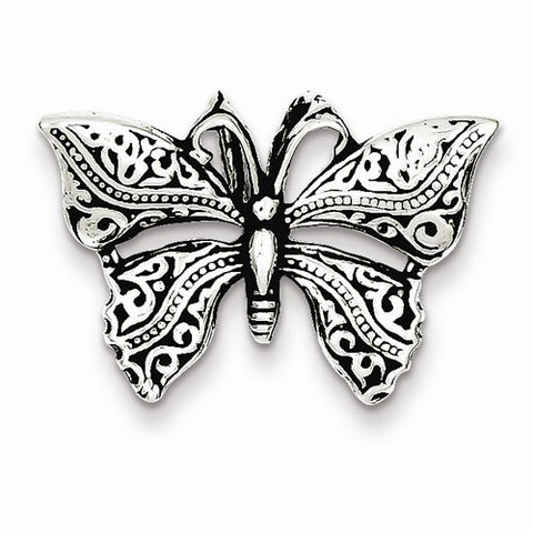 Sterling Silver Antiqued Butterfly Slide Pendant, Pendants for Necklace
