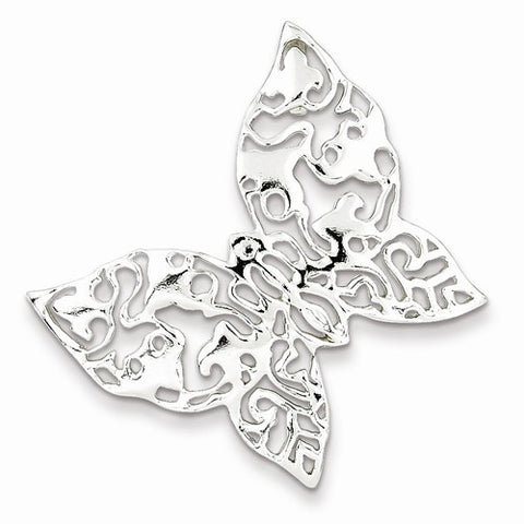 Sterling Silver Polished Filigree Butterfly Pendant, Pendants for Necklace