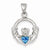 Sterling Silver Blue Inlay Created Opal Irish Claddagh Pendant, Pendants for Necklace