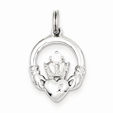 Sterling Silver CZ Irish Claddagh pendant, Delightful Pendants for Necklace