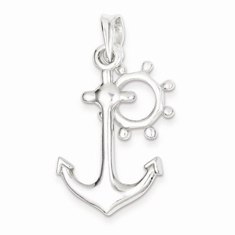 Sterling Silver Polished Anchor Pendant, Pendants for Necklace
