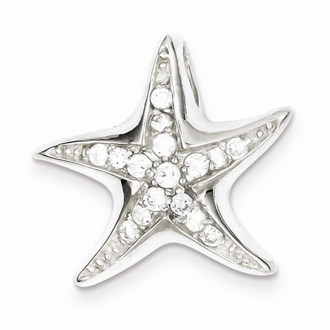 Sterling Silver CZ Starfish Slide Pendant, Pendants for Necklace