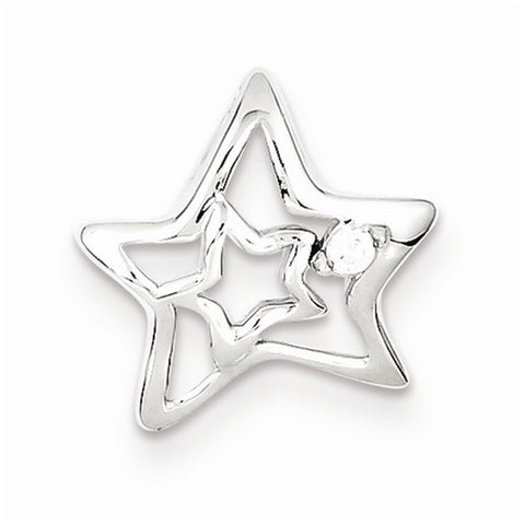 Sterling Silver Rhodium Plated CZ Stars Slide Pendant, Pendants for Necklace