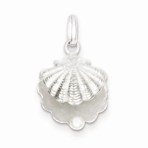 Sterling Silver Seashell with Synthetic Pearl Pendant, Pendants for Necklace