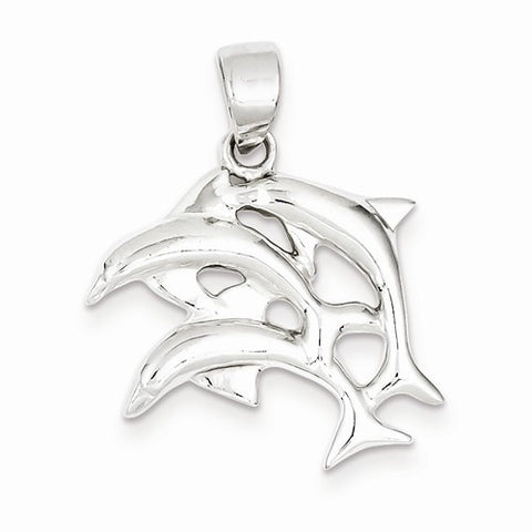 Sterling Silver Polished Dolphin pendant, Pendants for Necklace