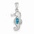 Sterling Silver Blue Inlay Created Opal Seahorse Pendant, Pendants for Necklace