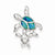 Sterling Silver Blue Inlay Created Opal Turtle pendant, Delightful Pendants for Necklace