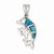 Sterling Silver Blue Inlay Created Opal Dolphin Pendant, Pendants for Necklace