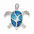 Sterling Silver Blue Inlay Created Opal Turtle pendant, Exquisite Pendants for Necklace