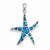 Sterling Silver Blue Inlay Created Opal Starfish Pendant, Pendants for Necklace