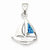 Sterling Silver Blue Inlay Created Opal Sailboat Pendant, Pendants for Necklace