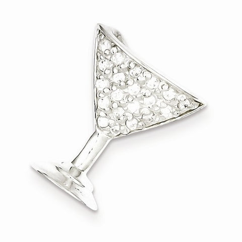 Sterling Silver CZ Martini Glass Slide Pendant, Pendants for Necklace