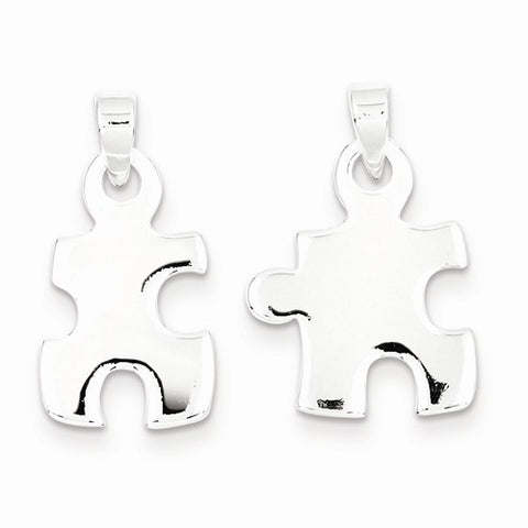 Sterling Silver Polished Puzzle Pieces Pendant, Pendants for Necklace