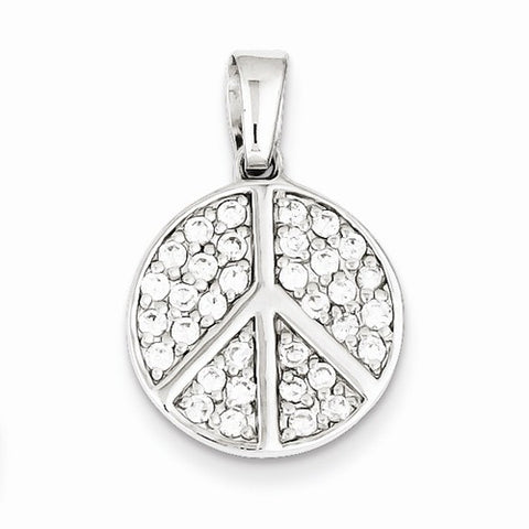 Sterling Silver Rhodium Plated CZ Peace Pendant, Pendants for Necklace