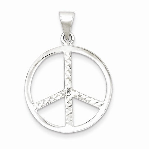 Sterling Silver CZ Peace Sign pendant, Pretty Pendants for Necklace