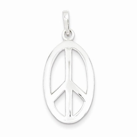 Sterling Silver Polished Oval Peace Sign Pendant, Pendants for Necklace