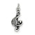 Antiqued Music Note Charm in Sterling Silver