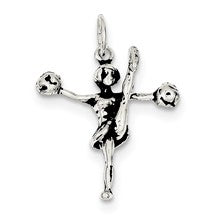 Sterling Silver Antiqued Cheerleader Charm hide-image