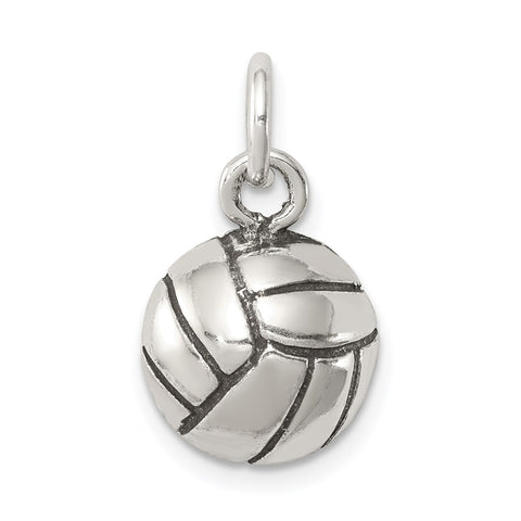 Antiqued Volleyball Charm in Sterling Silver