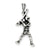 Antiqued Baseball Player Charm in Sterling Silver
