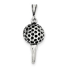 Sterling Silver Antiqued Golf Ball and Tee Charm hide-image