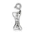 CZ Dog Bone Top Dog Charm in Sterling Silver