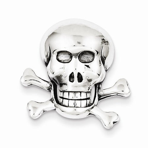 Sterling Silver Skull with Cross Bones Pendant, Pendants for Necklace