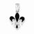 Sterling Silver Rhodium Plated Black Enamel Fleur de lis Pendant, Pendants for Necklace
