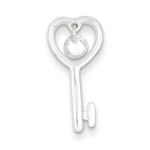Sterling Silver CZ Open Key Pendant, Pendants for Necklace