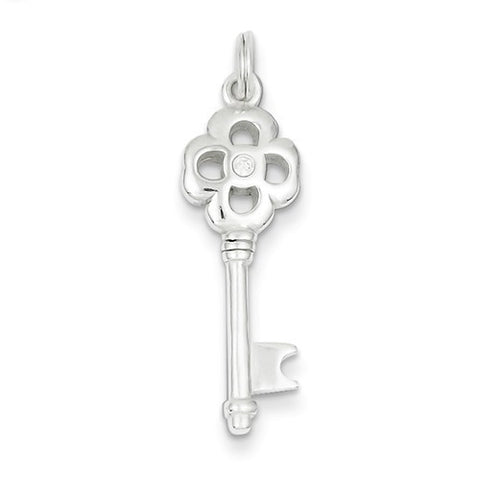 Sterling Silver CZ Key Pendant, Gorgeous Pendants for Necklace