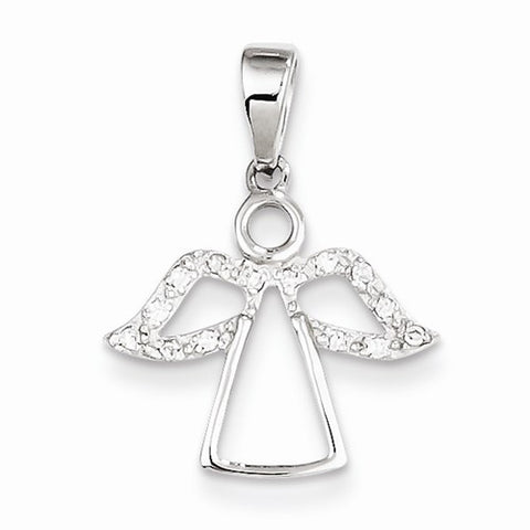 Sterling Silver Angel w/ CZ Wings Pendant, Pendants for Necklace