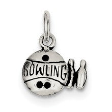Sterling Silver Antiqued Bowling Ball and Pins Charm hide-image