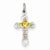 Sterling Silver Polished Epoxy & Gold Plated Cross Pendant, Fine Pendants for Necklace