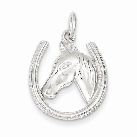 Sterling Silver Horseshoe w/ Horse Head Pendant, Pendants for Necklace