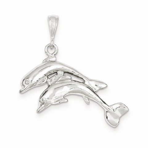 Sterling Silver Dolphins Pendant, Pendants for Necklace