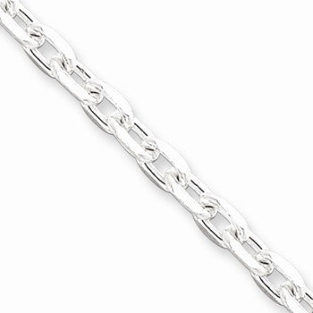 Sterling Silver Beveled Oval Cable Chain
