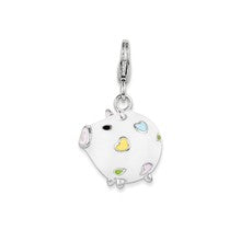 Amore La Vita Sterling Silver Enamel Round Piggy Charm hide-image