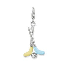 Amore La Vita Sterling Silver Enamel Swarovski Golf Clubs Charm hide-image