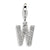 CZ Letter W Charm in Sterling Silver