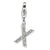 CZ Letter X Charm in Sterling Silver