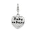 Polished Enameled CZ Baby On Board Heart Charm in Sterling Silver