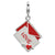 3-D Enameled Love Letter Charm in Sterling Silver