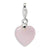 Rose Quartz Heart Charm in Sterling Silver