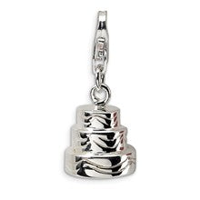 Amore La Vita Sterling Silver 3-D Wedding Cake Charm hide-image