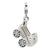 3-D Enameled Baby Carriage Charm in Sterling Silver