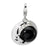 3-D Black & White Enameled Hat Charm in Sterling Silver