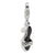 Black Enamel & Polished Shoe Charm in Sterling Silver