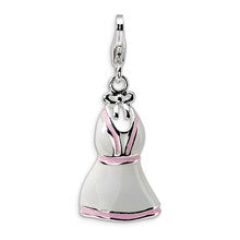 Amore La Vita Sterling Silver Enamel White/Pink Trimmed Dress Charm hide-image