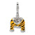 CZ Polished Enamel Tiger Jacket Charm in Sterling Silver