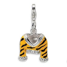 Amore La Vita Sterling Silver CZ Polished Enamel Tiger Jacket Charm hide-image